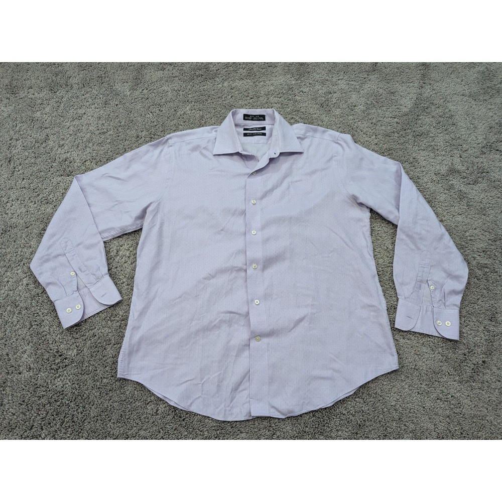 Saks Fifth Avenue Button Up Shirt Men's 16.5 34/35 Cotton Slim Fit Purple Office